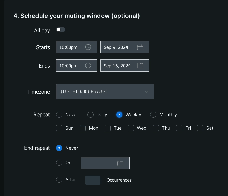 Schedule your muting window Schedule your muting window